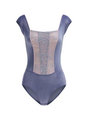 Dellalo Milano Lace-Front Cap Sleeve Leotard